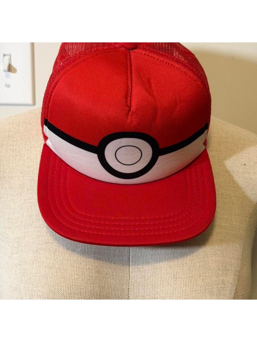 Pokemon Red Pokeball Mesh Snapback Hat Youth Size